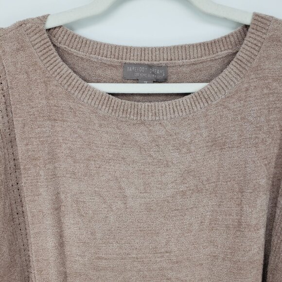 Barefoot Dreams Cozy Chic Ultra Lite Dockside Pointelle Pullover Sweater 1X Tan - Picture 7 of 8
